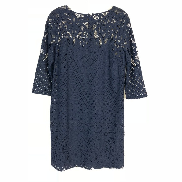 LOFT Dresses & Skirts - LOFT Navy Eyelet Lace Dress